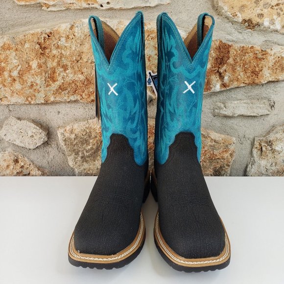 Twisted X Work Boots Alloy Toe Women Size 8.5 B Turquoise Aqua Charcoal WXBA001 - Picture 2 of 16